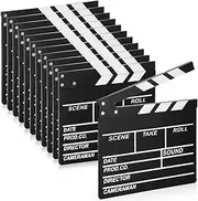 Wesiti 12 Pcs Movie Film Clap Board 12 x 11'' Clapboard Movie Directors Clapper Wooden Clapper Board Stop Motion Animation Kit Cut Action Movie Props for Studio Camera Theater Party Decoration