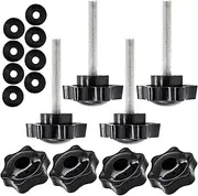 LhyBtm 4 Set Replacement Arm Adjustment Knobs Rollator Walker Replacement Knobs, M6 Track Bolt Set T Track Bolts for Vive Mobility (Black)