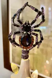 Ceramic Christmas Tree Topper Custom Made Spider Halloween Purple Crystal