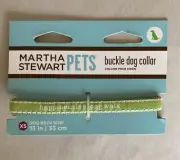 NEW! Martha Stewart Pets 'Happiness is a Long Walk' Green Dog Collar XS 10-13in