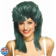 Swiking Green Mullet Wig for Women Shaggy Shoulder Length Layered Wig 70s 80s