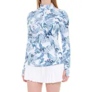 NWT Small - Tommy Bahama 1/4 Zip Neck Knit Golf Polo Top 'Tabu Jungle Print'