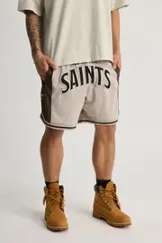 [Factorie] Factorie - Nfl Basketball Short - Lcn nfl beige cedar/saints panelled S LCN NFL BEIGE CEDAR/SAINTS PANELLED