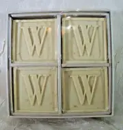 Mud Pie Monogramed "W" Triple Milled Cosmopolitan Home 4 Bars Soap Spring Rain