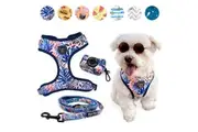 3-PIECE WALKIES BUNDLE [Pipco Pets] - Adjustable Dog Harness + Lead + Poo Bag Dispenser (Tropic Fronds)