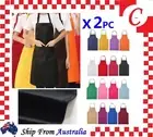 2PC Plain Apron Bib Washable Pocket Butcher Waiter Chef Kitchen Cooking Craft