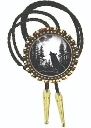 Wolf Howling sunset Photo Bolo Tie Men's Accessory Neckties Gift Dad
