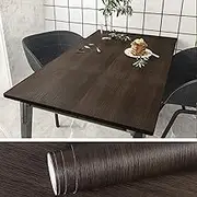 VEELIKE Wide Size 32''x354'' Textured Dark Wood Wallpaper Peel and Stick Countertops for Kitchen Waterproof Wood Contact Paper for Cabinets Self Adhesive Removable Wood Grain Vinyl Film for Furniture