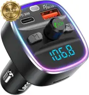 Bluetooth 5.4FM Transmitter Car Adapter, 48W, Fast Charging, Hands-Free,7 Colors