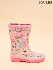 Joules Kids' Pink Floral Printed Wellies (E00730) | $58