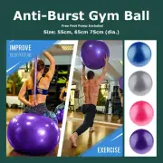 55cm, 65cm, 75cm Anti-Burst PVC Gym Ball Foot Pump Included Sports Exercise Ball