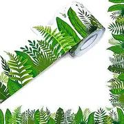 ERKE 60 Feet Bulletin Board Borders, Straight Rolled Border Trim with Tropical Leaves Patterns for School, Classroom & Offices