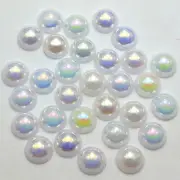 500 White Luster AB Acrylic Round Half Pearl 8mm FlatBack Beads Scrapbook Craft