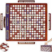 Crossword Game with Rotating Wooden Board, Foldable Board into Portable Carry Case, Luxury Edition Word Building Game with 100 Letter Tiles, Educational Family Board Game for 2-4 Players
