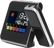 Weather Station Clock, Color Projection Alarm Clock with Temperature Humidity LCD Display, Multifunctional Digital Alarm Clock for Bedroom Ceiling (Black Without Wiring)