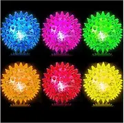 Bouncy Light Up Ball for Kids - LED Flashing Spiky Sensory Stress Balls for Toddlers 1-3 2.55inch Fidget Sensory Toys Glow in The Dark for Party Favors Student Gifts School Rewards