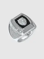 GUESS Silver Lion Signet Ring