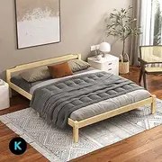 ALFORDSON King Bed Frame Wooden Bed Base with Timber Slats, Solid Pine Wood Bed Foundation, Mattress Base Platform with Under-Bed Storage Space, Home Bedroom Furniture (Beatrix Series in Oak)