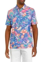 Tommy Bahama Men's Bloomio Fifty Four Polo Shirt, Electric Marine, XL