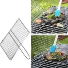 Silvery Barbecue Net Barbecue Grilled Fish Net Hot Iron Mesh Clamp Camping