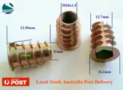 Qty 10 M10 23.5mm Wood Timber Threaded Flange Insert Zinc Alloy Hex Allen Nut