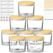 12Oz Candle Jars for Making Candles, 8 Pack Large Clear Glass Empty Candle Jars