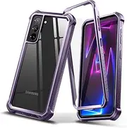 [Dexnor] Case for Samsung Galaxy S21 Plus S21+ 5G 6.7 Inch with Built-in Screen Protector 360 Degree Dust Proof Front and Back Clear Full Body Outdoor TPU+PC Shockproof Protective Cover - Phantom Purple