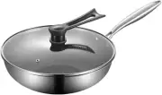 Wok & Stir-Fry Pan with Lid, Non-Stick Stainless Steel 13.4in BRAND NEW