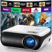 HAPPRUN Projector, Native 1080P Bluetooth Projector, Portable Outdoor