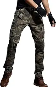 [HanzhuoLG] Men Cargo Overalls Military Tactical Outdoor Pants Work Casual Combat Offroad Army Male Clothing Baggy Big Size Long Trousers For Men's Yellow camouflage XXL