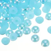 300pcs Flatback Pearls 10mm ABS Plastic Half Round Dome Pearls, Lake Blue