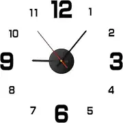 EZONEDEAL Large 3D DIY Wall Clock Numerals Clock Frameless Wall Sticker Home Modern Decor Family for Living Room Bedroom Restaurants Offices Hotels-Black