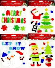 Holiday Christmas Gel Clings Santa Tree Presents Merry Christmas Snowmen Elf