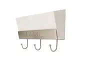 FantasHome Wall Mounted Classic Mail Box Hook Rack with 3 Hooks - Black/White