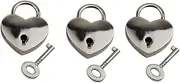 3pcs Heart Shape Padlock Mini Lock w/Key for Jewelry Box Diary Book Silver