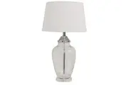 DA Addison Glass Base White Shade Table Lamp