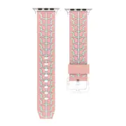 For Apple Watch Series 3 & 2 & 1 38mm Fashion Fishbone Pattern Silicone Watch Strap(Pink)