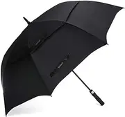 Vedouci USA Large Oversize Golf Umbrella Double Canopy Vented Windproof Stick Umbrella with Teflon Coating, Automatic Golf Umbrellas,Black, Black