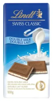 Lindt SWISS CLASSIC Double Milk Chocolate Bar, 100g