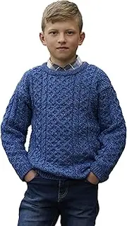 [Aran Crafts] Kid's Irish Cable Knitted Crew Neck Sweater (100% Merino Wool)
