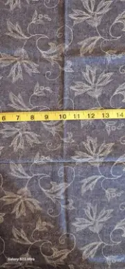 Sewing Quilting Fabric Denim Light Weight Polycotton Leaf Print 1.5 Yds X 44 "