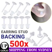 500x Clear Plastic Flat Earrings Studs & Backings - Transparent Invisible Blank