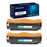 2PK CE411A Cyan Toner Cartridge For HP LaserJet 400 color M451nw M451dn M451dw