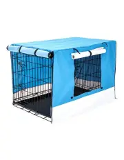[Paw Mate] Foldable Wire Dog Cage 30in With Tray And Cover in Blue