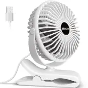 BESKAR USB Powered Clip on Fan,360° Rotation Quiet Stroller Fan with Strong