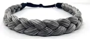 TOECWEGR Braided Headband 3 Strands Synthetic Hair Braided Headband Classic Chunky Elastic Hairpiece Braided Headband - Lady Makeup Headpiece (Silver Grey)