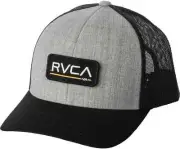 RVCA MENS TICKET TRUCKER III HEEATHER GREY/BLACK SNAPBACK HAT OSFM NWT