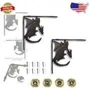 Gothic Dragon Shelf Brackets - Heavy-Duty Cast Iron Wall Mount Shelving Support