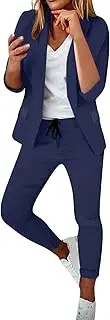 Lainuyoah Casual Lounge Sets For Women Summer 2 Piece Outfits Business Blazer Set Plus Size Pant Suits Work Office Clothings
