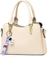 [NICOLE & DORIS] Women Handbags Fashion Top Handle Bags Small Shoulder Bags 3 Compartment Handbag PU Leather Crossbody Bag with Cute Pendant